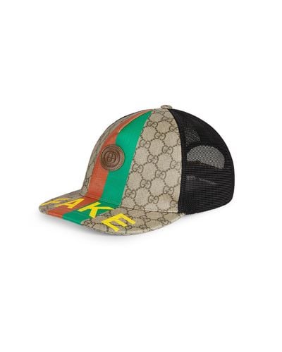 Gucci 'fake/not' Print Baseball Hat - Natural