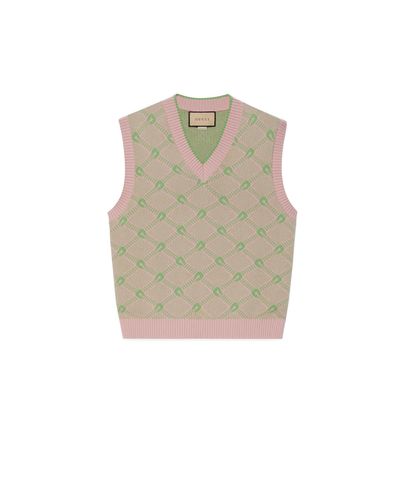Gucci Strickweste aus Wolle und Baumwolle jacquard - Pink