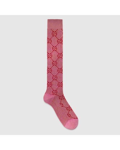 Gucci Socken Aus Jacquard Aus Einer Baumwollmischung In Metallic-optik - Pink
