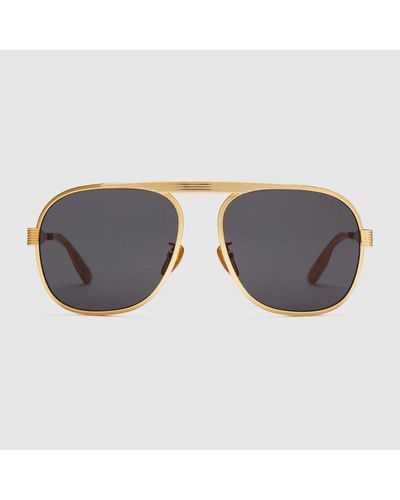 Gucci Sonnenbrille Mit Rahmen Im Navigator-Stil - Grau