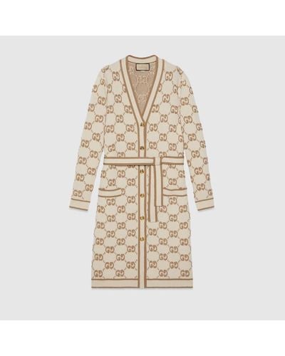 Gucci Cardigan de lana con GG en jacquard - Neutro