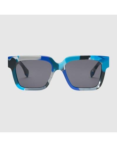 Gucci Sonnenbrille Mit Eckigem Rahmen - Blau