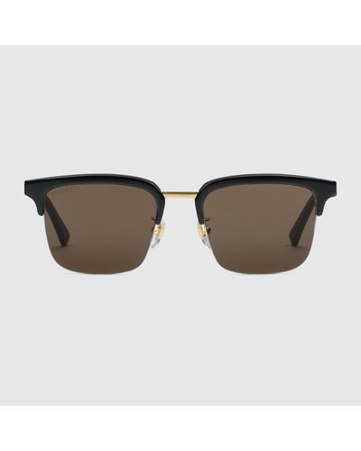 Gucci Rectangular Frame Sunglasses - Brown
