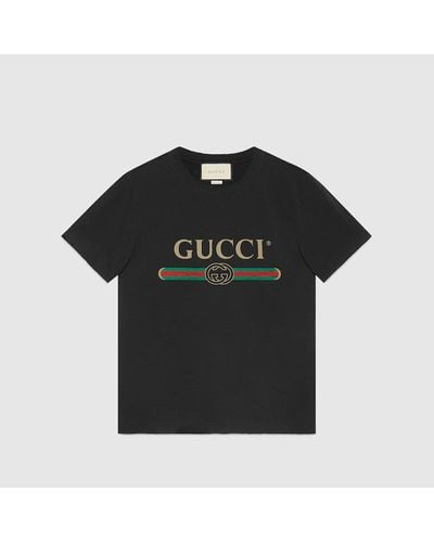 Gucci Distressed Fake Logo T Shirt - Black