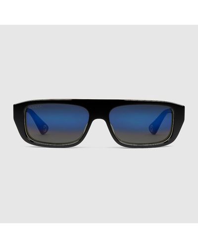 Gucci Sonnenbrille Mit Rechteckigem Rahmen - Blau