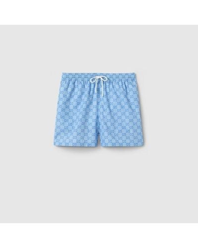 Gucci GG Print Nylon Swim Short - Blue