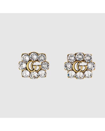 Gucci Crystal Double G Earrings - Metallic
