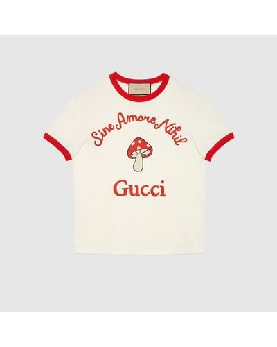 Gucci T-shirt In Jersey Di Cotone " Sine Amore Nihil" - Bianco
