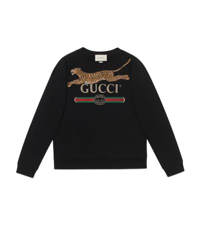 Sudadera con Logo y Leopardo Gucci de hombre de color Negro | Lyst