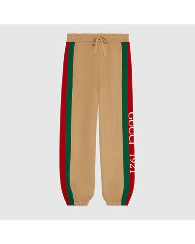 Gucci Cotton Jersey Sweatpants With Web - Brown