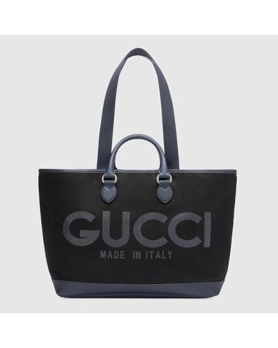 Gucci Borsa Shopping Con Stampa Misura Grande - Nero