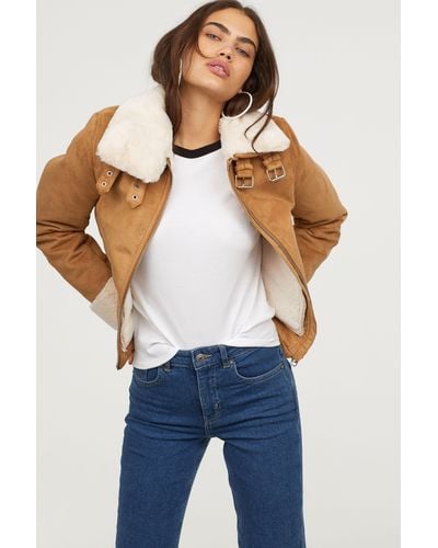 h&m faux fur lined jacket