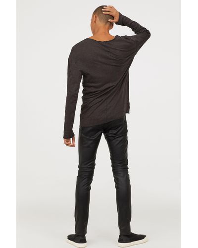 H&M Faux Leather Pants in Black for Men - Lyst