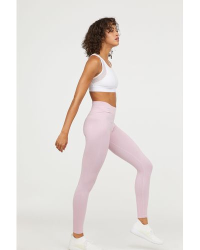 H\u0026M Synthetic Seamless Sports Tights in Light Pink (Pink) | Lyst