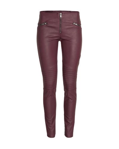 H\u0026M Leather Biker Leggings in Burgundy 