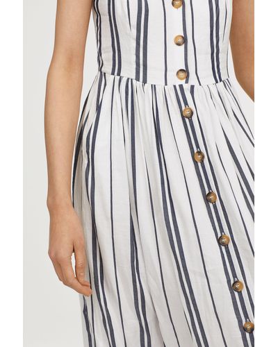 dark blue and white striped dress