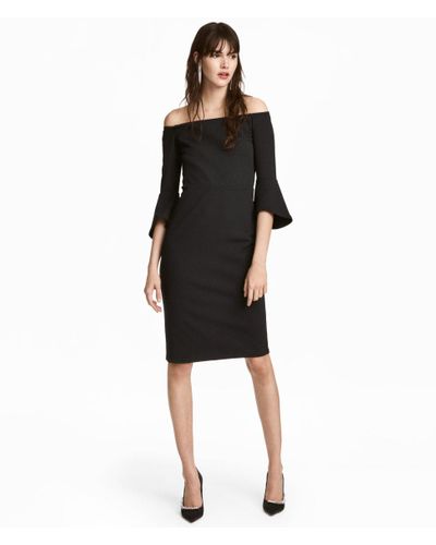 H\u0026m Off The Shoulder Black Dress Flash 