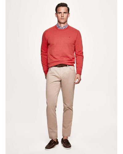 Hackett Cotton & Silk Crew Neck Knitwear in Red for Men - Lyst