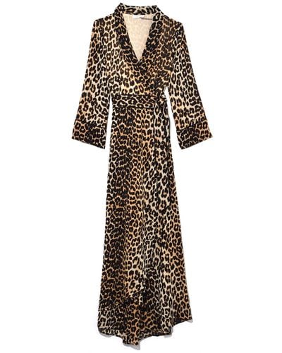 Ganni Synthetic Fairfax Georgette Wrap Dress In Leopard - Lyst