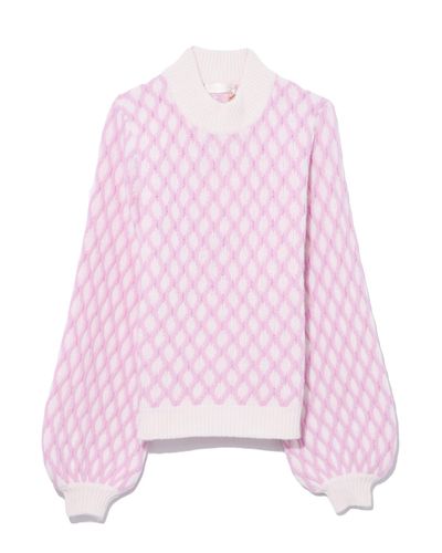 Stine Goya Carlo Cable Knit Wool blend Sweater in Pink Lyst