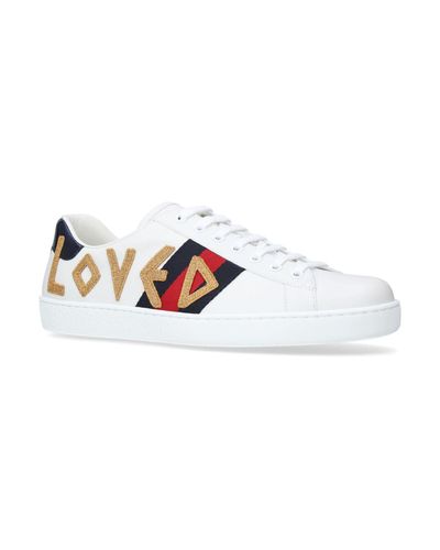 Gucci Leather New Ace Loved Sneakers in White - Lyst