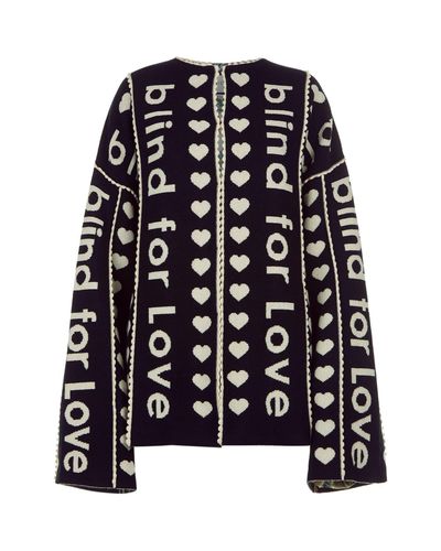 Gucci Wool Blind For Love Cardigan in Black | Lyst