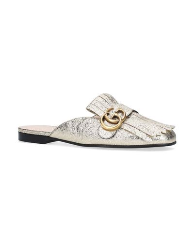 Gucci Leather Marmont Slides in Gold (Metallic) - Lyst