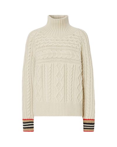 Burberry Cable-knitted Cashmere Sweater in Ivory (White) - Lyst