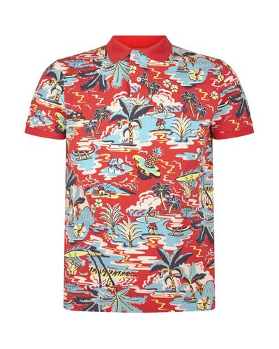 Polo Ralph Lauren Cotton Hawaiian Print Polo Shirt in Red for Men - Lyst