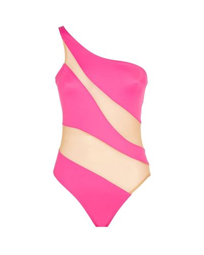 Norma Kamali Snake Cut-out Mesh Mio Swimsuit in Pink | Lyst Canada