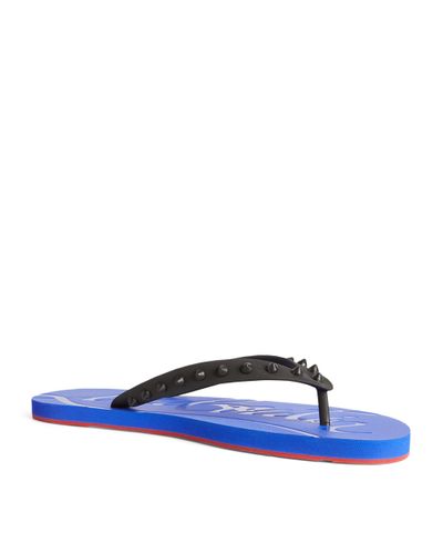 Christian Louboutin Loubi Flip Studded Flip Flops in Blue for Men - Lyst