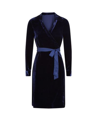 dvf navy wrap dress