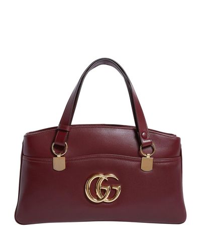 Gucci Large Leather Arli Top Handle Bag in Bordeaux (Brown) - Lyst