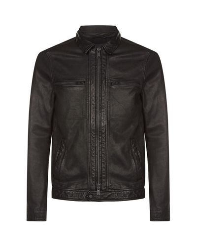 AllSaints Lark Leather Biker Jacket in Black for Men | Lyst Canada