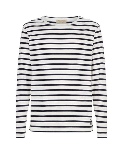 Burberry Cotton Long Sleeve Striped T-shirt in White for Men - Lyst