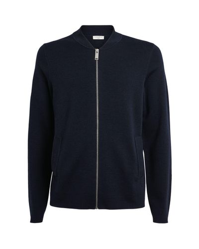 Sandro Wool Knit Zip-up Cardigan in Blue for Men - Lyst