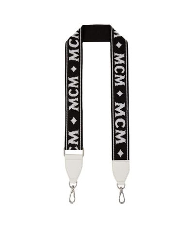 MCM Knitted Logo Bag Strap in Black - Lyst