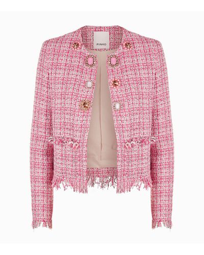 Pinko Tweed Jacket in Pink - Lyst