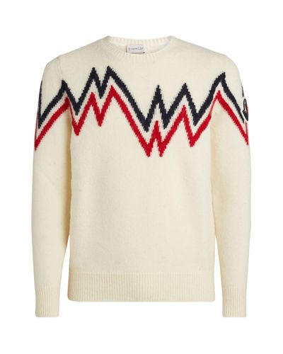 Moncler Synthetic Crew-neck Sweater in White for Men - Lyst