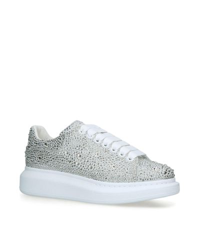 Alexander McQueen Leather Crystal Runway Sneakers in White | Lyst