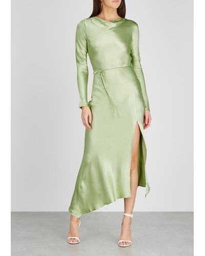 light green silk dress