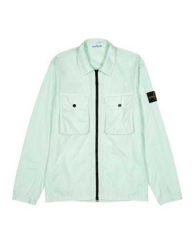 Garment Dyed Stone Island Overshirt Light Green Stone Island