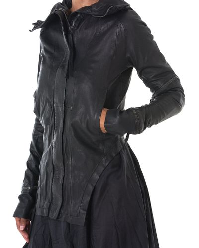 Barbara I Gongini Zip Detail Hooded Leather Jacket in Black - Lyst