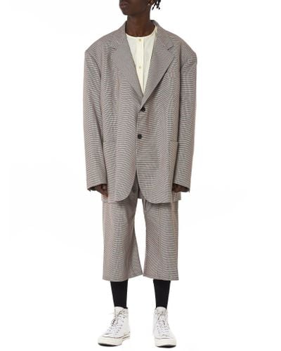 Raf Simons Cotton Oversized Houndstooth Blazer in Sand (Gray) for 