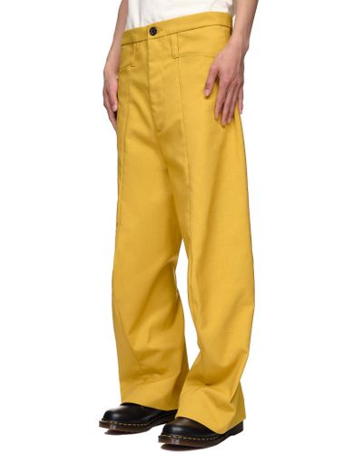 KOZABURO Hopsack 3d Shaped Trousers in Yellow for Men | Lyst