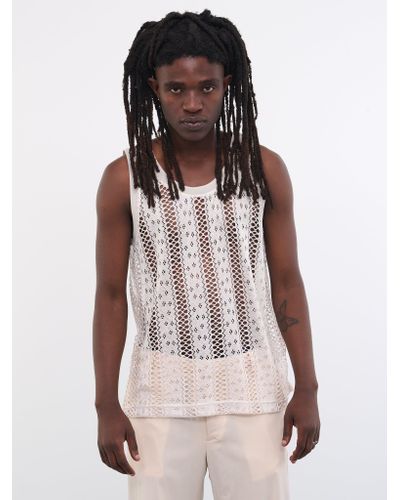 Cmmn Swdn Lace Knit Tank in White for Men | Lyst