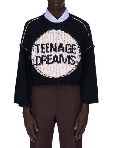 Raf Simons Wool Teenage Dreams Reverse Sweater in Black for Men - Lyst