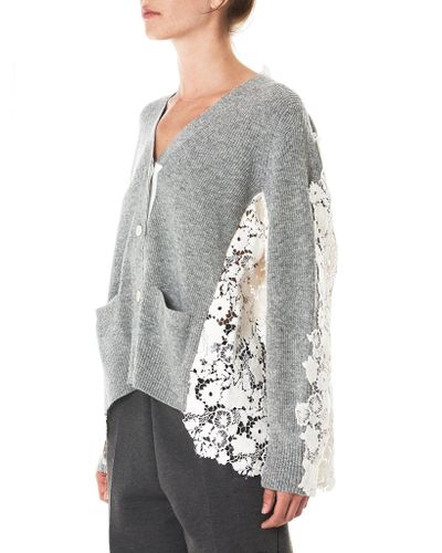 Sacai Floral Lace Knit Cardigan | Lyst