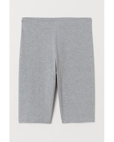 H&M Cotton Jersey Cycling Shorts in Light Gray Melange (Gray) - Lyst