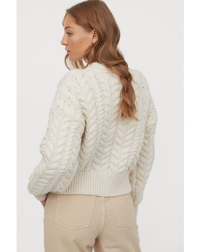 H&M Wool Cable-knit Cardigan in Cream (Natural) - Lyst